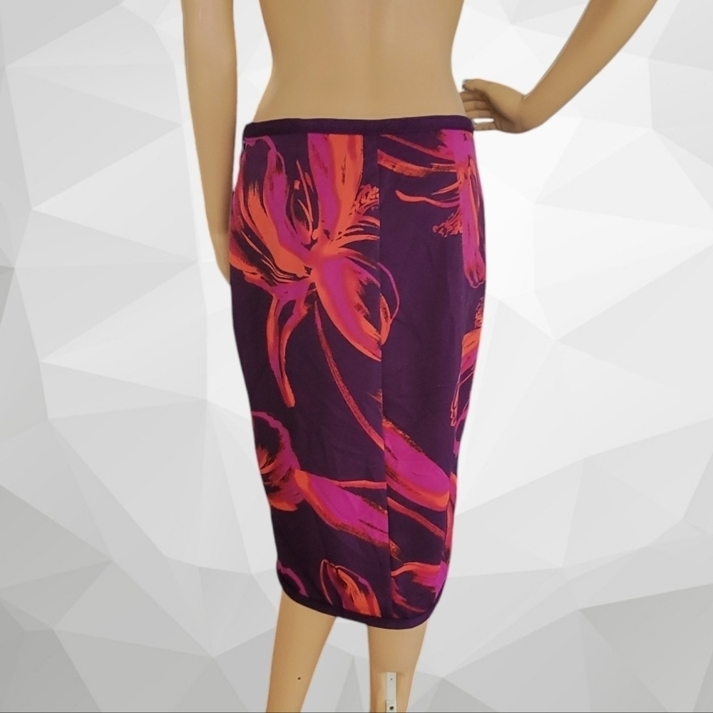 Worthington Floral Straight Pencil Purple Orange Pink Hattie Skirt Sz 8